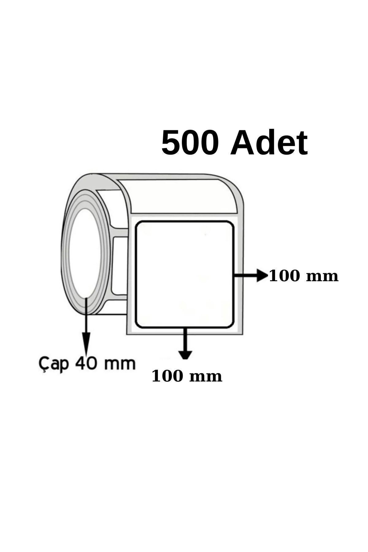 Barkod Etiketi 100 X 100 500'lü Termal Etiket Rulosu 100x100 Sticker 500 Adet Sarım 100x100